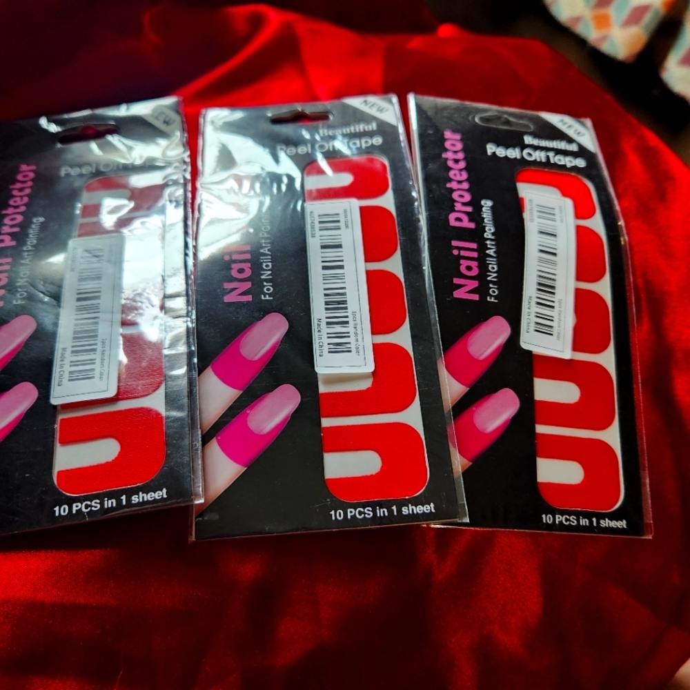Set of 3 10 pice packs. Nail Protector - Peel Off Tape (nail art painting).